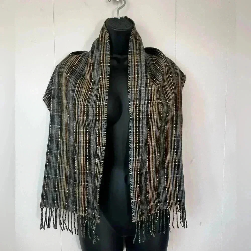 Men's (Unisex) 100% Wool Perry Ellis Plaid Scarf